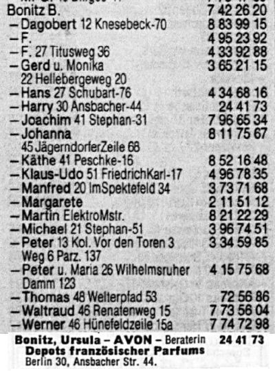 Berliner Telefonbuch 1986