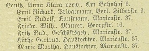 Adressbuch Burgst&auml;dt 1920