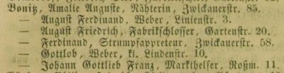Adressbuch Chemnitz 1852
