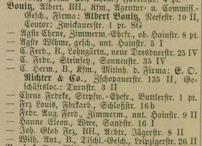 Adressbuch Chemnitz 1884