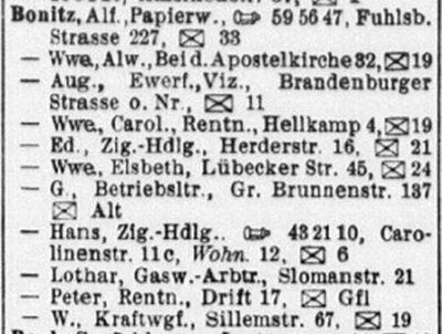 Adressbuch Hamburg Stadtbezirk 1942