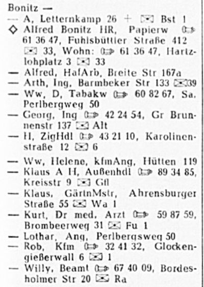 Adressbuch Hamburg 1956