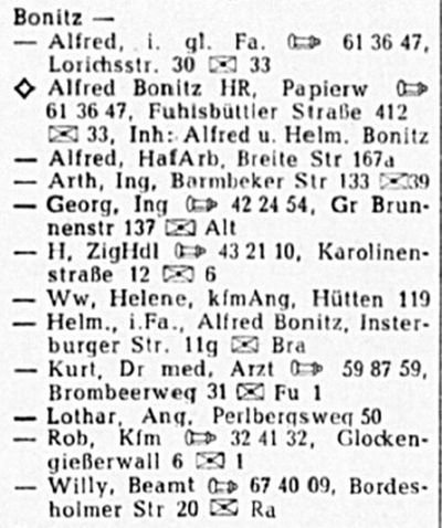 Adressbuch Hamburg 1958