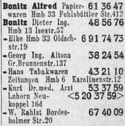 Telefonbuch Hamburg 1962