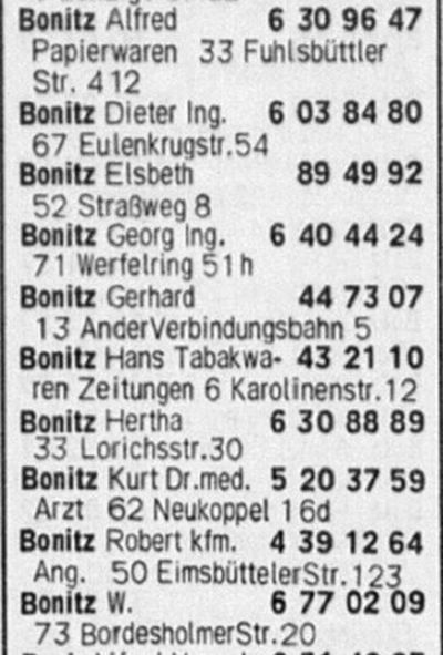 Telefonbuch Hamburg 1968