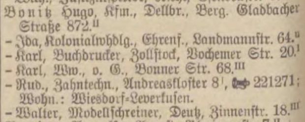 Adressbuch K&ouml;ln 1933