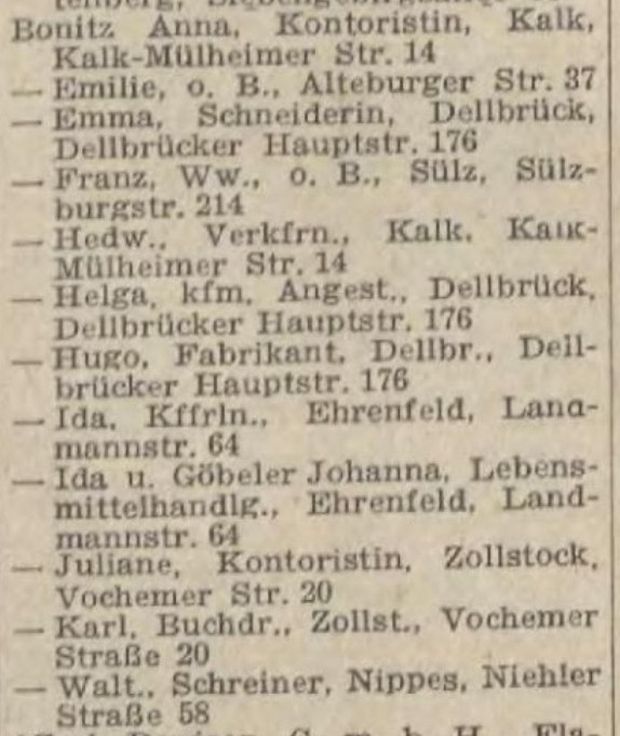Adressbuch K&ouml;ln 1950