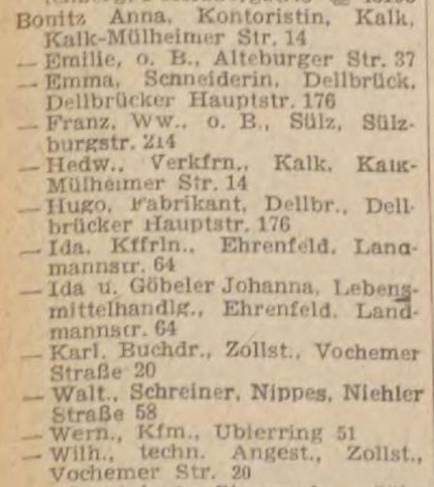 Adressbuch Köln 1954