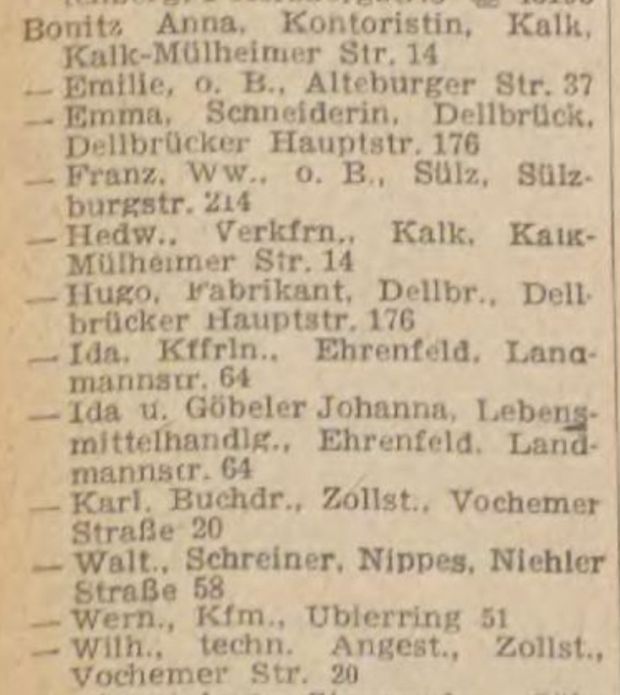 Adressbuch K&ouml;ln 1954