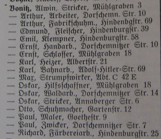 Adressbuch Zwönitz 1939