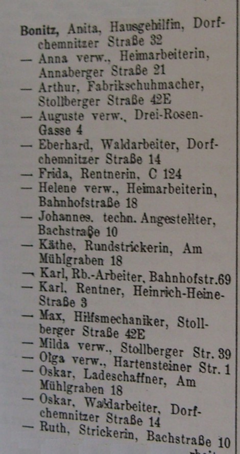 Adressbuch Zwönitz 1950
