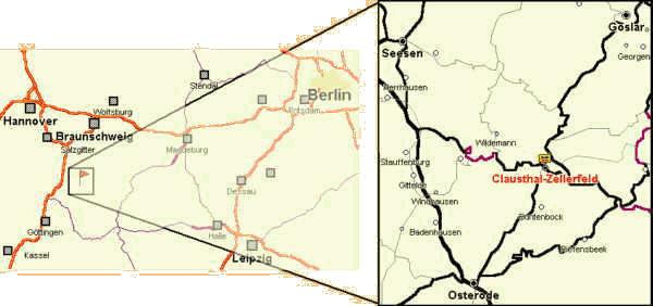 Location of Clausthal-Zellerfeld, Lower Saxony